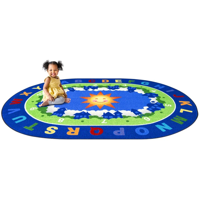 Joy Carpets Kid Essentials Multi Beautiful Day for Learning 5ft. 4in. x 7ft. 8in. Oval Rug