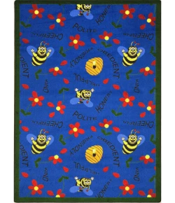 Joy Carpets Kid Essentials Blue Bee Attitudes 7ft.8in. x 10ft.9in. Rect. Rug