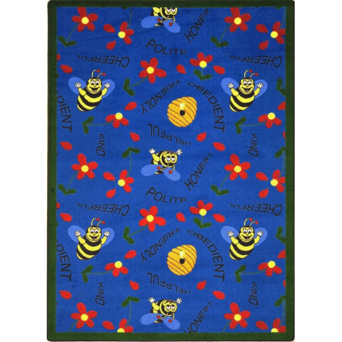Joy Carpets Kid Essentials Blue Bee Attitudes 3ft.10in. x 5ft.4in. Rect. Rug