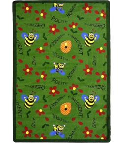 Joy Carpets Kid Essentials Green Bee Attitudes 7ft.8in. x 10ft.9in. Rect. Rug