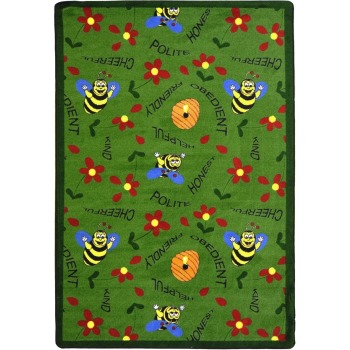 Joy Carpets Kid Essentials Green Bee Attitudes 10ft.9in. x 13ft.2in. Rect. Rug