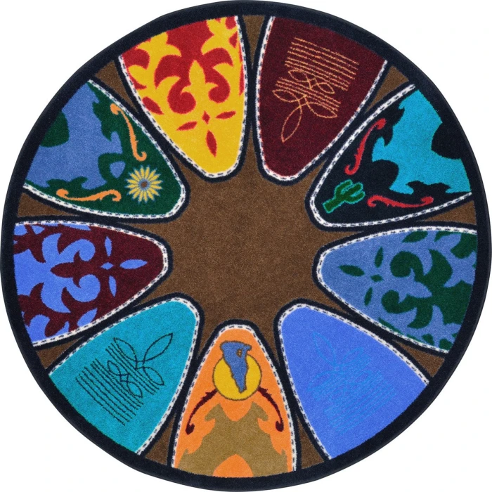 Joy Carpets Cowboy Carpets Multi Bet Your Boots 7ft.7in. Round Rug