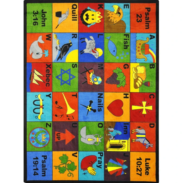Joy Carpets Kid Essentials Multi Bible Phonics 3ft.10in. x 5ft.4in. Rect. Rug