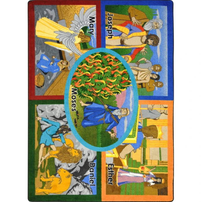 Joy Carpets Kid Essentials Multi Bible Stories 7ft.8in. x 10ft.9in. Rect. Rug