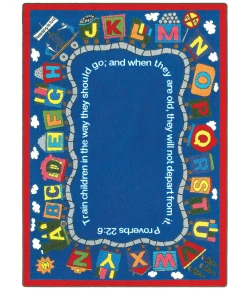Joy Carpets Kid Essentials Multi Bible Train 5ft.4in. x 7ft.8in. Rect. Rug