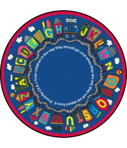 Joy Carpets Kid Essentials Multi Bible Train 7ft.7in. Round Rug