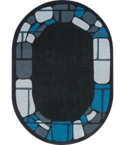 Joy Carpets Kid Essentials Marine BioStones 7ft.8in. x 10ft.9in. Oval Rug