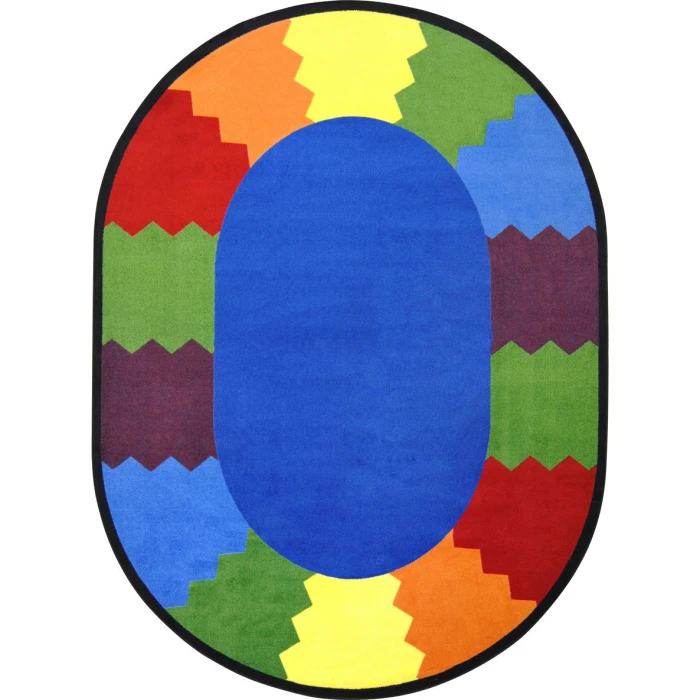 Joy Carpets Kid Essentials Multi Block Party 7ft.8in. x 10ft.9in. Oval Rug