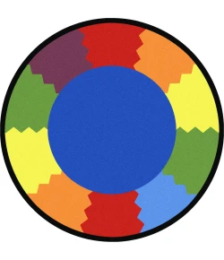 Joy Carpets Kid Essentials Multi Block Party 5ft.4in. Round Rug