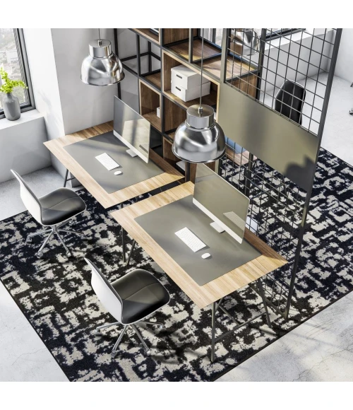 Joy Carpets WorkSpace Onyx Block Print 3ft.10in. x 5ft.4in. Rect. Rug