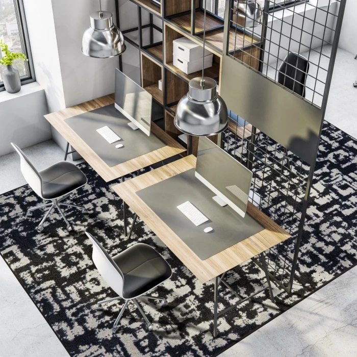 Joy Carpets WorkSpace Onyx Block Print 3ft.10in. x 5ft.4in. Rect. Rug
