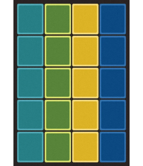 Joy Carpets Kid Essentials Earthtone Blocks Abound 5ft.4in. x 7ft.8in. Rect. Rug