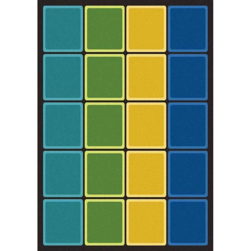 Joy Carpets Kid Essentials Earthtone Blocks Abound 5ft.4in. x 7ft.8in. Rect. Rug