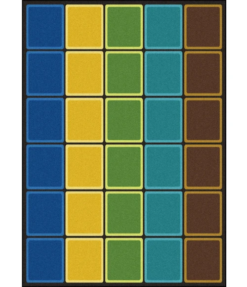 Joy Carpets Kid Essentials Earthtone Blocks Abound 7ft.8in. x 10ft.9in. Rect. Rug