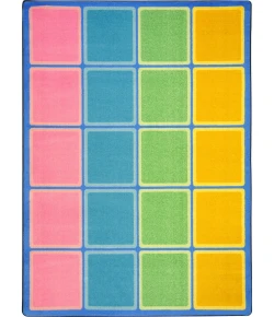 Joy Carpets Kid Essentials Pastel Blocks Abound 5ft.4in. x 7ft.8in. Rect. Rug
