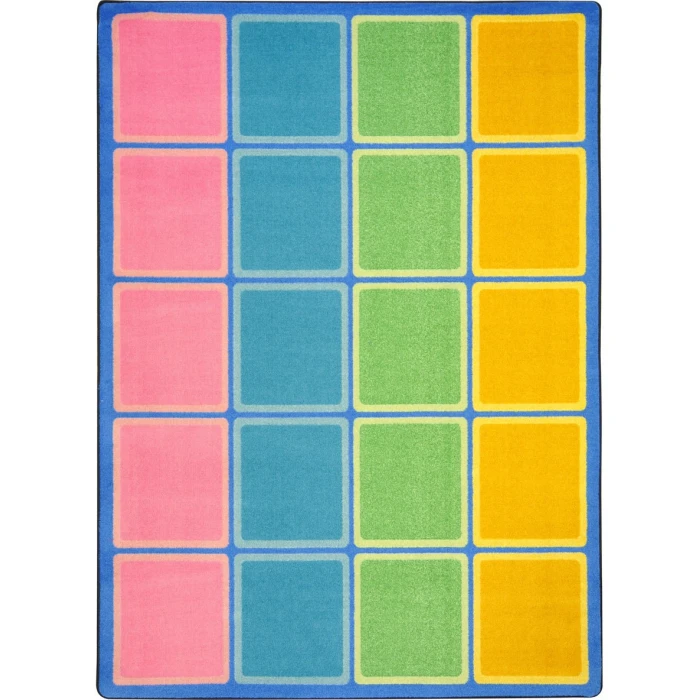 Joy Carpets Kid Essentials Pastel Blocks Abound 5ft.4in. x 7ft.8in. Rect. Rug