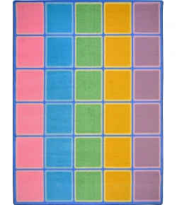 Joy Carpets Kid Essentials Pastel Blocks Abound 7ft.8in. x 10ft.9in. Rect. Rug