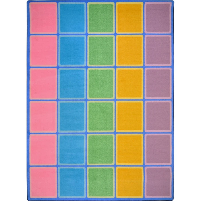 Joy Carpets Kid Essentials Pastel Blocks Abound 7ft.8in. x 10ft.9in. Rect. Rug