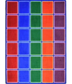 Joy Carpets Kid Essentials Primary Blocks Abound 7ft.8in. x 10ft.9in. Rect. Rug