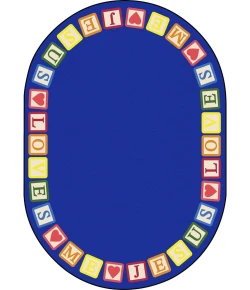 Joy Carpets Kid Essentials Multi Blocks of Love 10ft.9in. x 13ft.2in. Oval Rug