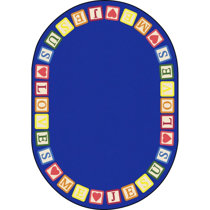 Joy Carpets Kid Essentials Multi Blocks of Love 10ft.9in. x 13ft.2in. Oval Rug