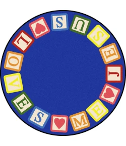 Joy Carpets Kid Essentials Multi Blocks of Love 13ft.2in. Round Rug