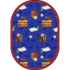 Joy Carpets Kid Essentials Blue Bookworm (Spanish) 7ft.8in. x 10ft.9in. Oval Rug