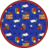 Joy Carpets Kid Essentials Blue Bookworm (Spanish) 7ft.7in. Round Rug