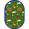 Joy Carpets Kid Essentials Green Bookworm (Spanish) 7ft.8in. x 10ft.9in. Oval Rug