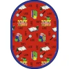Joy Carpets Kid Essentials Red Bookworm (Spanish) 10ft.9in. x 13ft.2in. Oval Rug