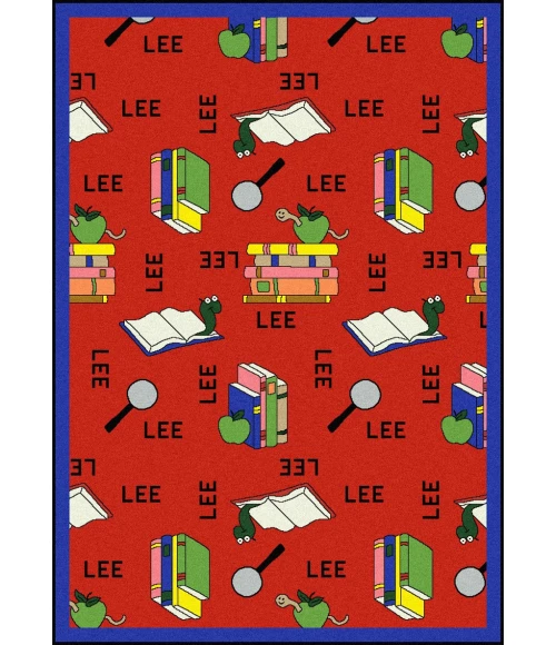 Joy Carpets Kid Essentials Red Bookworm (Spanish) 10ft.9in. x 13ft.2in. Rect. Rug