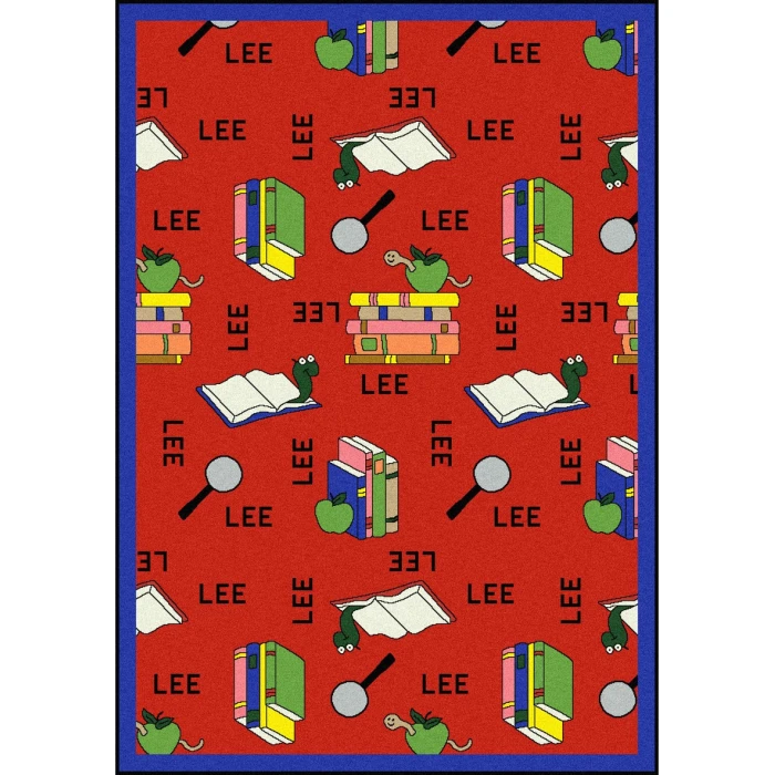 Joy Carpets Kid Essentials Red Bookworm (Spanish) 10ft.9in. x 13ft.2in. Rect. Rug