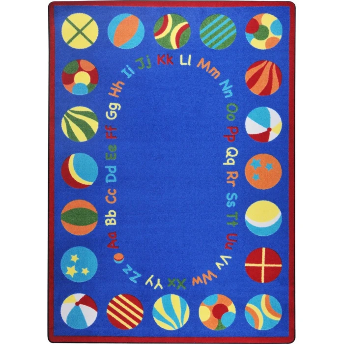 Joy Carpets Kid Essentials Multi Bouncy Balls 5ft.4in. x 7ft.8in. Oval Rug