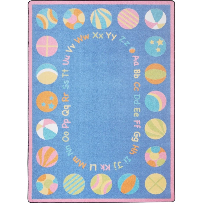 Joy Carpets Kid Essentials Multi Bouncy Balls 5ft.4in. x 7ft.8in. Oval Rug