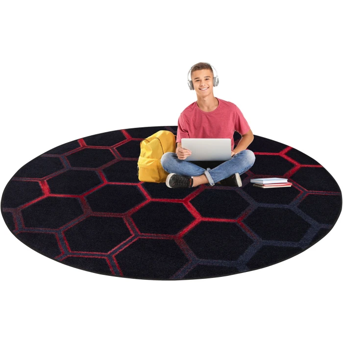 Joy Carpets Kid Essentials Ruby Breakout 5ft. 4in. Round Rug
