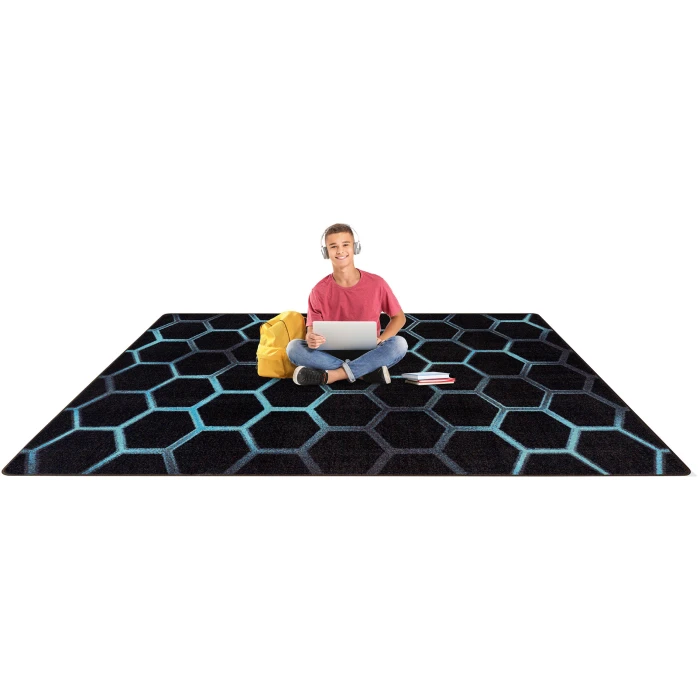Joy Carpets Kid Essentials Teal Breakout 7ft. 8in. x 10ft. 9in. Rect. Rug