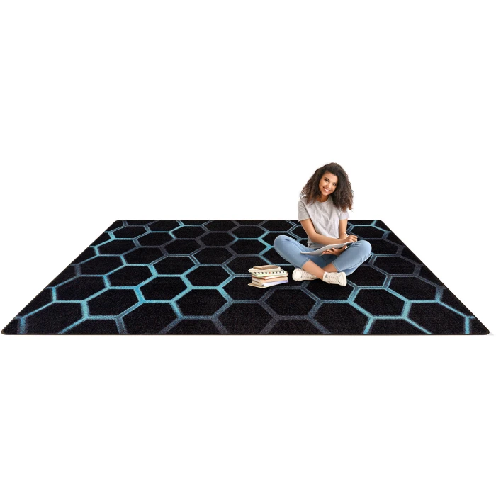 Joy Carpets Kid Essentials Teal Breakout 7ft. 8in. x 10ft. 9in. Rect. Rug