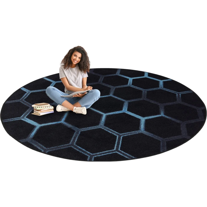 Joy Carpets Kid Essentials Teal Breakout 7ft. 7in. Round Rug
