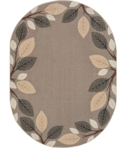 Joy Carpets Kid Essentials Neutral Breezy Branches 7ft.8in. x 10ft.9in. Oval Rug
