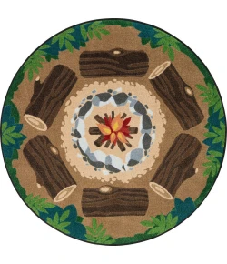 Joy Carpets Kid Essentials Multi Campfire Fun 5ft. 4in. Round Rug