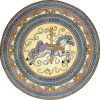 Joy Carpets Kid Essentials Yellow Carousel 7ft.7in. Round Rug