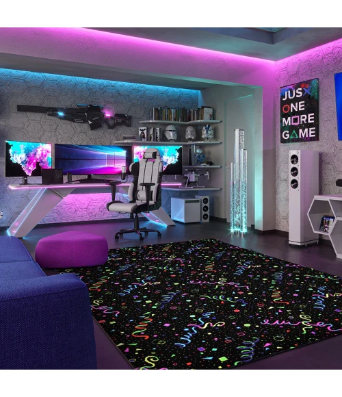 Joy Carpets Neon Lights Fluorescent Celebration 12ft. x 7ft.6in. Rect. Rug