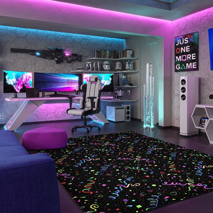 Joy Carpets Neon Lights Fluorescent Celebration 6ft. x 9ft. Rect. Rug