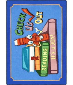 Joy Carpets Kid Essentials Multi Check Us Out 7ft.8in. x 10ft.9in. Rect. Rug