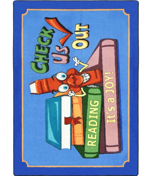 Joy Carpets Kid Essentials Multi Check Us Out 7ft.8in. x 10ft.9in. Rect. Rug