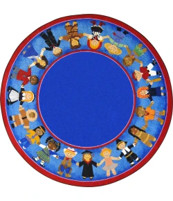 Joy Carpets Kid Essentials Multi Children of Many Cultures 13ft.2in. Round Rug