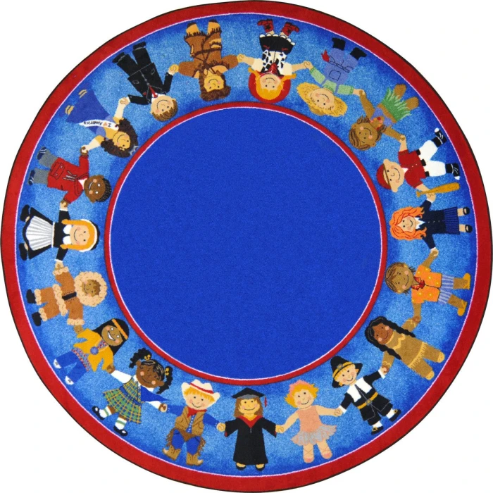 Joy Carpets Kid Essentials Multi Children of Many Cultures 13ft.2in. Round Rug
