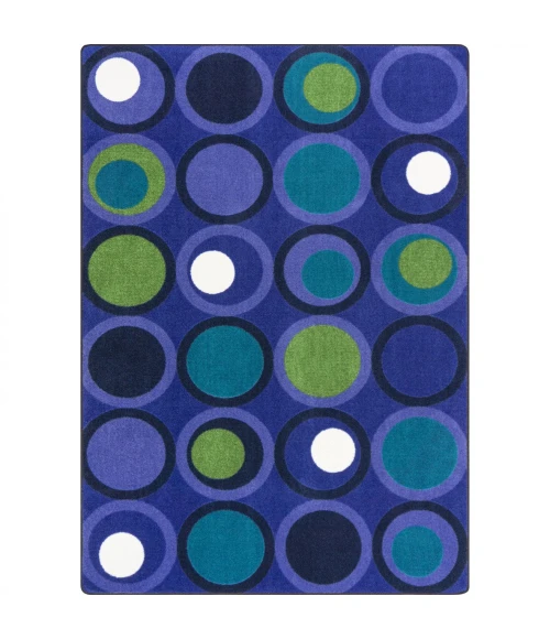 Joy Carpets Kid Essentials Indigo Circle Back 7ft.8in. x 10ft.9in. Rect. Rug
