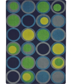 Joy Carpets Kid Essentials Navy Circle Back 7ft.8in. x 10ft.9in. Rect. Rug