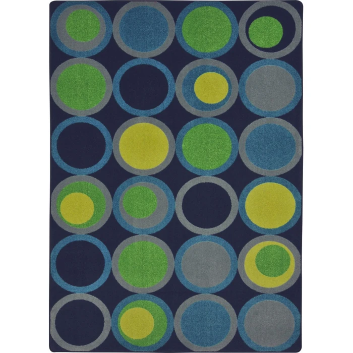 Joy Carpets Kid Essentials Navy Circle Back 7ft.8in. x 10ft.9in. Rect. Rug